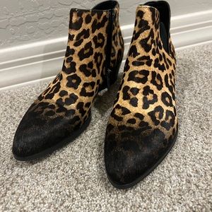 Franco Sarto leather leopard boots 6.5